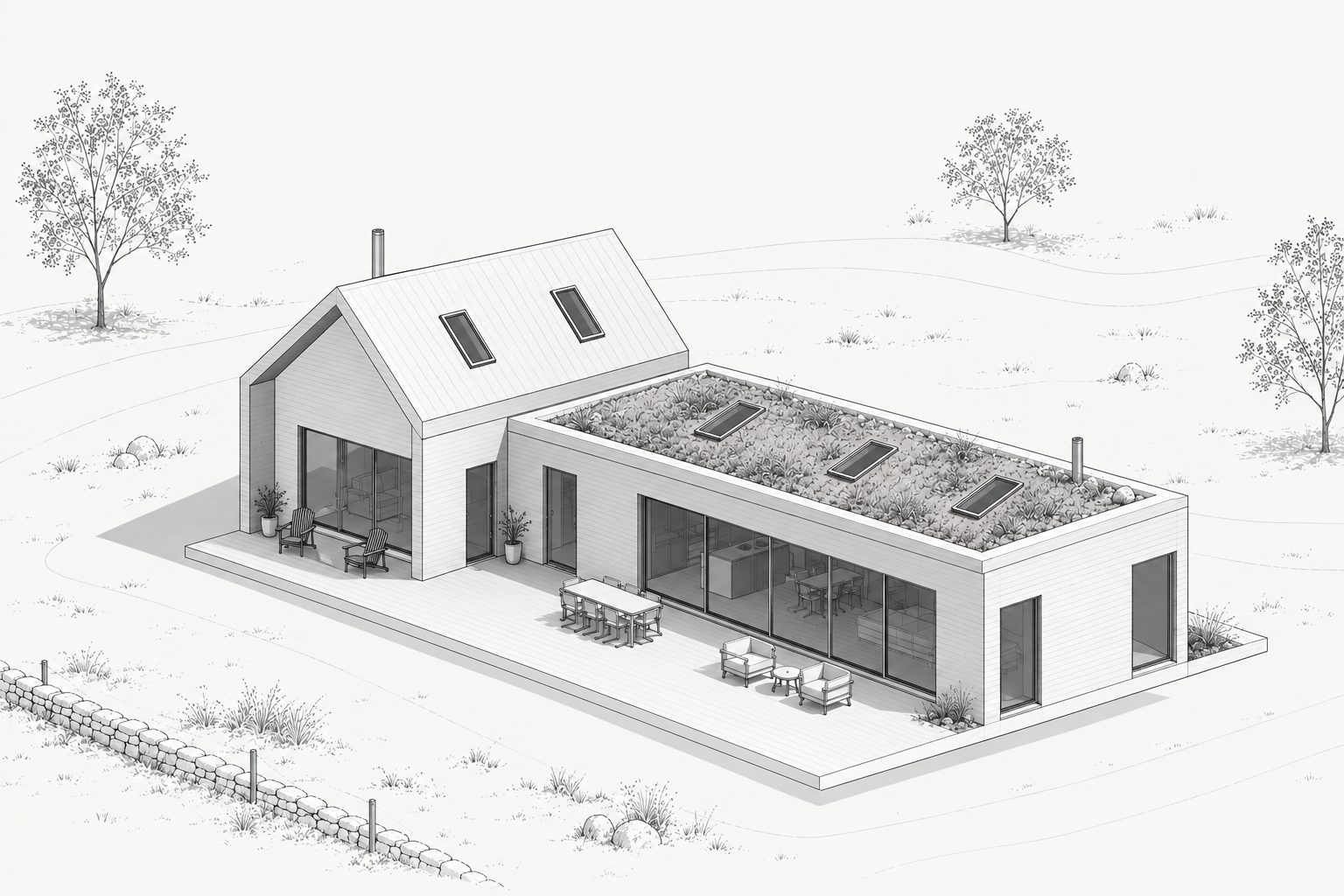 Plano arquitectónico de vivienda modular